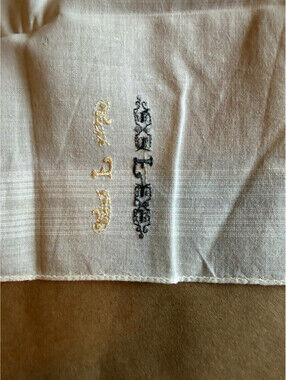 Men's White Solid Embroidered Handkerchief with Monogram Initials F, 1 Piece